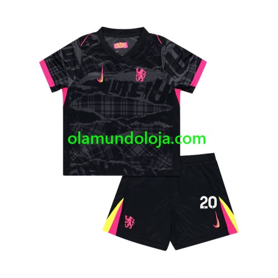 Camisola Chelsea Cole Palmer 20 Criança Equipamento Terceiro 2024-2025 Manga Curta